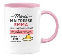 quotedazur - Mug Humour Merci Maîtresse Prénom, Pour Tout, Sophia Cm1 2023-2024 Cadeau Original Tasse Apprentissage