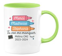 quotedazur - Mug Humour Merci Maîtresse Stéphanie Tu Vas Me Manquer Mélina Cm2 2023-2024 Cadeau Tasse Personnalisé Pour Année Scolaire