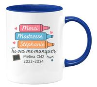 quotedazur - Mug Humour Merci Maîtresse Stéphanie Tu Vas Me Manquer Mélina Cm2 2023-2024 Cadeau Tasse Personnalisé Pour Année Scolaire