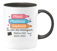 quotedazur - Mug Humour Merci Maîtresse Stéphanie Tu Vas Me Manquer Mélina Cm2 2023-2024 - Cadeau Tasse Personnalisé Pour Maîtresse Cm2 Année Scolaire