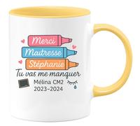 quotedazur - Mug Humour Merci Maîtresse Stéphanie Tu Vas Me Manquer Mélina Cm2 2023-2024 - Cadeau Tasse Personnalisé Pour Maîtresse Cm2 Année Scolaire
