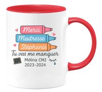 quotedazur - Mug Humour Merci Maîtresse Stéphanie Tu Vas Me Manquer Mélina Cm2 2023-2024 Cadeau Tasse Personnalisé Pour Année Scolaire