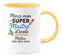 quotedazur - Mug Humour Merci Mon Super Maître D'école Méline Cm2 2023-2024 Cadeau Tasse Originale Pour Maîtresse À Offrir