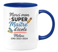 quotedazur - Mug Humour Merci Mon Super Maître D'école Méline Cm2 2023-2024 Cadeau Tasse Originale Pour Maîtresse À Offrir