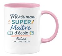quotedazur - Mug Humour Merci Mon Super Maîtresse Mé Lina Cm2 2023-2024 - Cadeau Tasse École Pour Maîtresse Cm2 Appréciée Et Unique