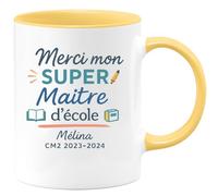 quotedazur - Mug Humour Merci Mon Super Maîtresse Mé Lina Cm2 2023-2024 - Cadeau Tasse École Pour Maîtresse Cm2 Appréciée Et Unique