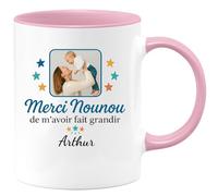 quotedazur - Mug Humour Merci Nounou Pour Avoir Fait Grandir Arthur, Un Cadeau Plein D'émotion Idéal Tasse Personnalisée Souvenir Enfant Unique