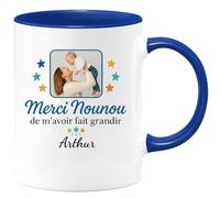 quotedazur - Mug Humour Merci Nounou Pour Avoir Fait Grandir Arthur, Un Cadeau Plein D'émotion Idéal Tasse Personnalisée Souvenir Enfant Unique