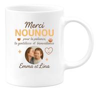 quotedazur - Mug Humour Merci Nounou Pour Ta Patience, Gentillesse Et Bienveillance, Emma Lina Idée Cadeau Tasse Originale Attentionnée Dévouée