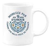 quotedazur - Mug Humour Modelée Par 9 Ans D'amour, Telle Une Précieuse Pièce De Faïence Cadeau Original Tasse Pour Célébrer Un Amour Durable
