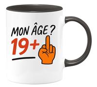 quotedazur - Mug Humour Mon Âge 19+ Humour Pour Homme Avec Icône Doigt Levé - Idée Cadeau Originale Tasse Humoristique Pour Hommes Jeunes Adultes