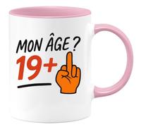quotedazur - Mug Humour Mon Âge 19+ Humour Pour Homme Avec Icône Doigt Levé - Idée Cadeau Originale Tasse Humoristique Pour Hommes Jeunes Adultes