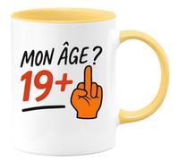 quotedazur - Mug Humour Mon Âge 19+ Pour Homme Avec Icône Doigt Levé Idée Cadeau Originale Tasse Humoristique Hommes Jeunes Adultes