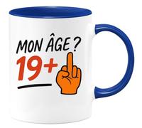 quotedazur - Mug Humour Mon Âge 19+ Pour Homme Avec Icône Doigt Levé Idée Cadeau Originale Tasse Humoristique Hommes Jeunes Adultes