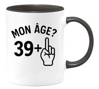 quotedazur - Mug Humour Mon Âge? 39 (Dessin D'une Main Faisant Un Doigt D'honneur) Idéal Cadeau Pour Homme, Tasse Originale Et Fun