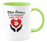 quotedazur - Mug Humour Mon Amour, Il Me Manquait Une Pièce Toi, Essentiel Cadeau Romantique Tasse Idéal Pour Déclarer Son Unique