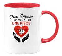 quotedazur - Mug Humour Mon Amour, Il Me Manquait Une Pièce Toi, Essentiel Cadeau Romantique Tasse Idéal Pour Déclarer Son Unique