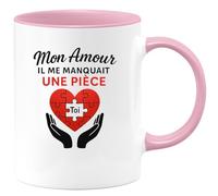quotedazur - Mug Humour Mon Amour, Il Me Manquait Une Pièce Toi, Essentiel Cadeau Romantique Tasse Idéal Pour Déclarer Son Unique