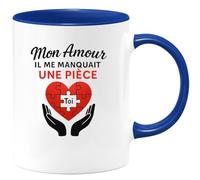 quotedazur - Mug Humour Mon Amour, Il Me Manquait Une Pièce Toi, Essentiel Cadeau Romantique Tasse Idéal Pour Déclarer Son Unique