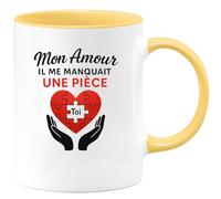 quotedazur - Mug Humour Mon Amour, Il Me Manquait Une Pièce : Toi, Mon Essentiel - Cadeau Romantique Tasse Idéal Pour Déclarer Son Amour Unique