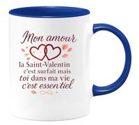quotedazur - Mug Humour Mon amour, la Saint-Valentin c'est surfait mais toi dans ma vie c'est essentiel - Cadeau Amour, Saint-Valentin, Couple Homme