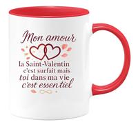 quotedazur - Mug Humour Mon amour, la Saint-Valentin c'est surfait mais toi dans ma vie c'est essentiel - Cadeau Amour, Saint-Valentin, Couple Homme