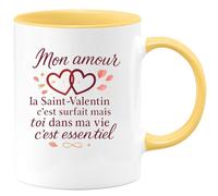 quotedazur - Mug Humour Mon amour, la Saint-Valentin c'est surfait mais toi dans ma vie c'est essentiel - Cadeau Amour, Saint-Valentin, Couple Homme