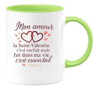 quotedazur - Mug Humour Mon amour, la Saint-Valentin c'est surfait mais toi dans ma vie c'est essentiel - Cadeau Amour, Saint-Valentin, Couple Homme