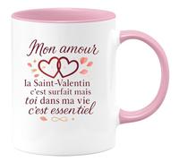 quotedazur - Mug Humour Mon amour, la Saint-Valentin c'est surfait mais toi dans ma vie c'est essentiel - Cadeau Amour, Saint-Valentin, Couple Homme