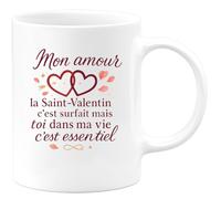 quotedazur - Mug Humour Mon amour, la Saint-Valentin c'est surfait mais toi dans ma vie c'est essentiel - Cadeau Amour, Saint-Valentin, Couple Homme