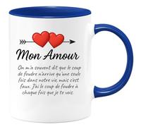 quotedazur - Mug Humour Mon Amour, Le Coup De Foudre Revient Chaque Fois Que Je Te Vois. Idée Cadeau Originale Pour Une Tasse Pleine D'amour Sincère
