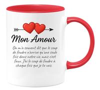 quotedazur - Mug Humour Mon Amour, Le Coup De Foudre Revient Chaque Fois Que Je Te Vois. - Idée Cadeau Originale Pour Une Tasse Pleine D'amour Sincère