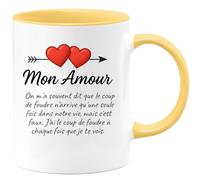 quotedazur - Mug Humour Mon Amour, Le Coup De Foudre Revient Chaque Fois Que Je Te Vois. Idée Cadeau Originale Pour Une Tasse Pleine D'amour Sincère