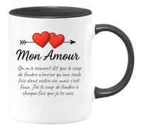 quotedazur - Mug Humour Mon Amour, Le Coup De Foudre Revient Chaque Fois Que Je Te Vois. Idée Cadeau Originale Pour Une Tasse Pleine D'amour Sincère