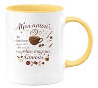 quotedazur - Mug Humour Mon amour, tu transformes mon café du matin en potion magique d'amour - Cadeau Amour, Saint-Valentin, Couple Femme