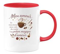 quotedazur - Mug Humour Mon amour, tu transformes mon café du matin en potion magique d'amour - Cadeau Amour, Saint-Valentin, Couple Femme