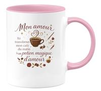 quotedazur - Mug Humour Mon amour, tu transformes mon café du matin en potion magique d'amour - Cadeau Amour, Saint-Valentin, Couple Femme