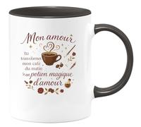 quotedazur - Mug Humour Mon amour, tu transformes mon café du matin en potion magique d'amour - Cadeau Amour, Saint-Valentin, Couple Femme