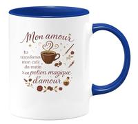 quotedazur - Mug Humour Mon amour, tu transformes mon café du matin en potion magique d'amour - Cadeau Amour, Saint-Valentin, Couple Femme