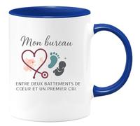 quotedazur - Mug Humour Mon bureau ? Entre deux battements de cœur et un premier cri - Cadeau Sage Femme Femme