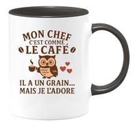 quotedazur - Mug Humour Mon Chef C'est Comme Le Café Il A Un Grain... Mais Je L'adore Idée Cadeau Originale Tasse Pour Unique