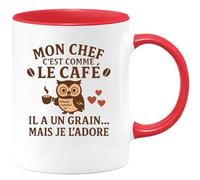 quotedazur - Mug Humour Mon Chef C'est Comme Le Café Il A Un Grain... Mais Je L'adore Idée Cadeau Originale Tasse Pour Unique