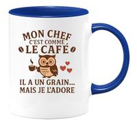 quotedazur - Mug Humour Mon Chef C'est Comme Le Café Il A Un Grain... Mais Je L'adore - Idée Cadeau Originale Tasse Humour Pour Chef Unique