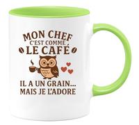 quotedazur - Mug Humour Mon Chef C'est Comme Le Café Il A Un Grain... Mais Je L'adore Idée Cadeau Originale Tasse Pour Unique