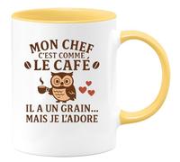 quotedazur - Mug Humour Mon Chef C'est Comme Le Café Il A Un Grain... Mais Je L'adore Idée Cadeau Originale Tasse Pour Unique