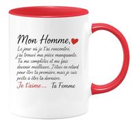 quotedazur - Mug Humour Mon Homme, Le Jour Où Je T’ai Rencontré, J’ai Trouvé Ma Pièce Manquante. Tu Me Complètes, T’aime. Idée Cadeau Romantique Tasse Amour Pour Exceptionnelle