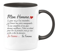 quotedazur - Mug Humour Mon Homme, Le Jour Où Je T’ai Rencontré, J’ai Trouvé Ma Pièce Manquante. Tu Me Complètes, T’aime. Idée Cadeau Romantique Tasse Amour Pour Exceptionnelle