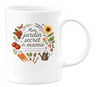quotedazur - Mug Humour Mon jardin secret de mamie : des fleurs, des légumes et beaucoup d'amour - Cadeau Mamie Femme