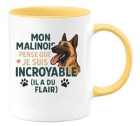quotedazur - Mug Humour Mon Malinois Pense Que Je Suis Incroyable, Il A Du Flair Unique Idée Cadeau Originale Tasse Pour Amoureuse Des Chiens