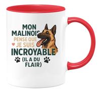 quotedazur - Mug Humour Mon Malinois Pense Que Je Suis Incroyable, Il A Du Flair Unique - Idée Cadeau Originale Tasse Pour Amoureuse Des Chiens Malinois